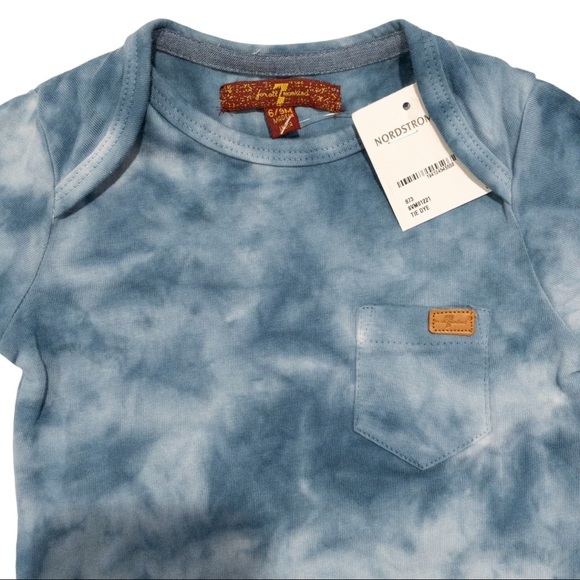 7 FOR ALL MANKIND Boys Tie-Dye Cotton Romper - 6/9M - Picture 2 of 3